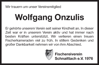 Traueranzeige von Wolfgang Onzulis von Pegnitz-Zeitung